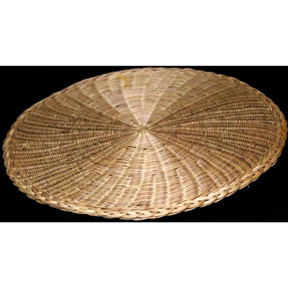 Two Piece Set Tan Trivets Woven Round Shape Grass Placemats 12" Diameter - Picture 9 of 11